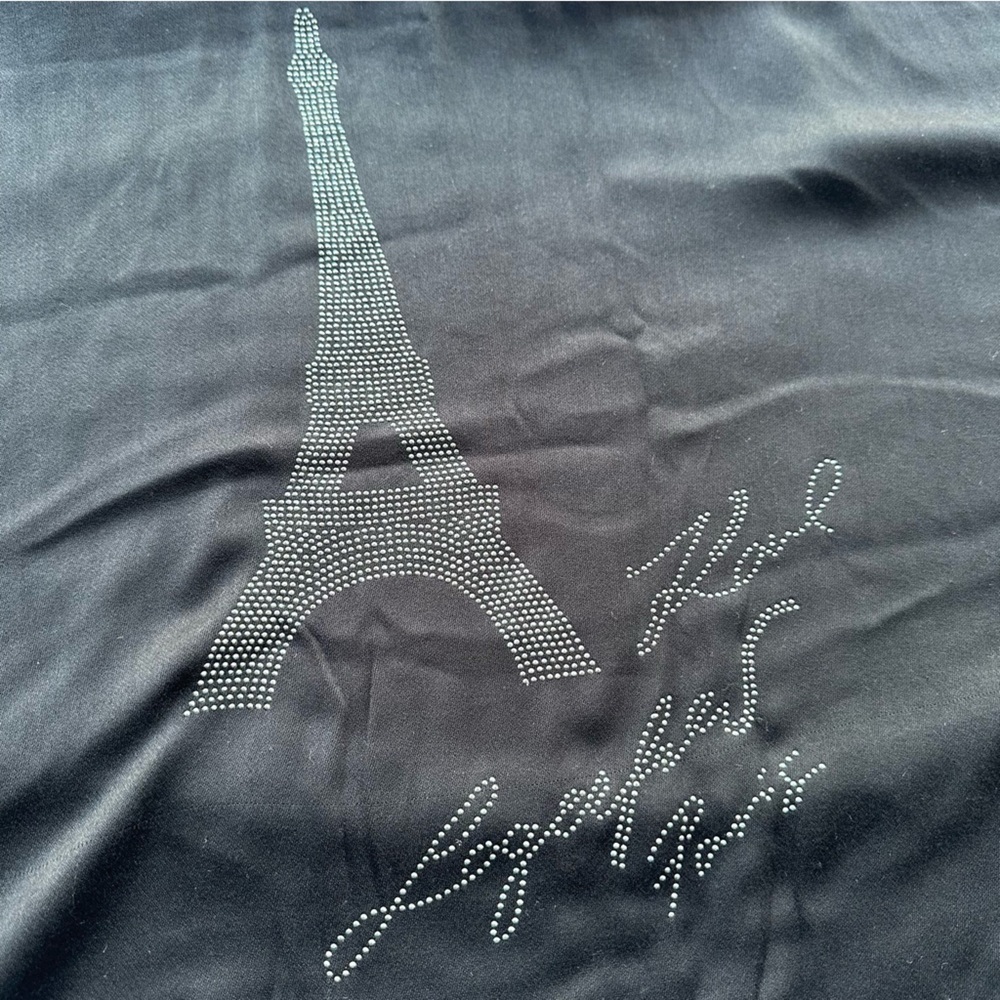 KARL LAGERFELD PARIS Women's Sparkle Eiffel Tower Black Scarf Wrap - Picture 9 of 11